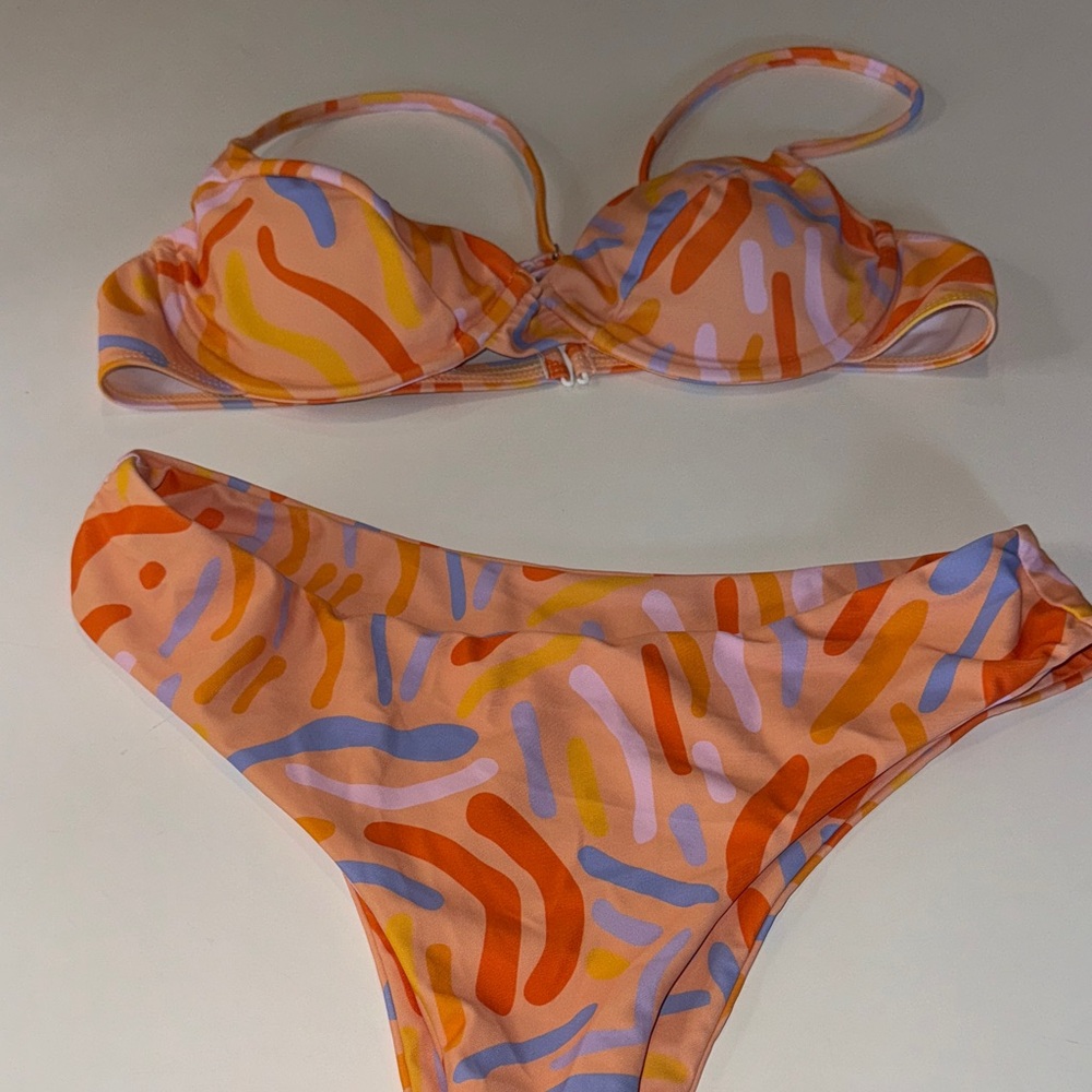 Vibrant Orange and Blue Bikini Set